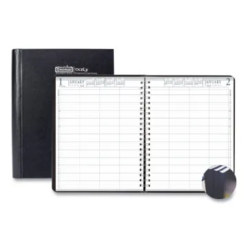 Executive Hardcover Four-Person Group Practice Appt. Book, 11 x 8.5, Black, 2021