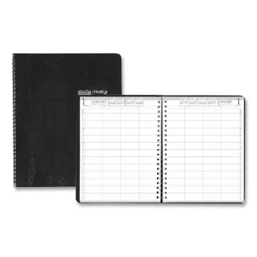 Eight-Person Group Practice Daily Appointment Book, 11 x 8.5, Black Cover, 12-Month (Jan to Dec): 20
