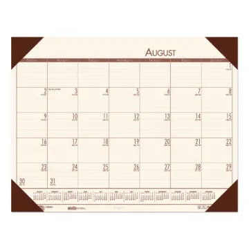 Recycled EcoTones Academic Desk Pad Calendar, 18.5 x 13, Brown Corners, 2020-2021