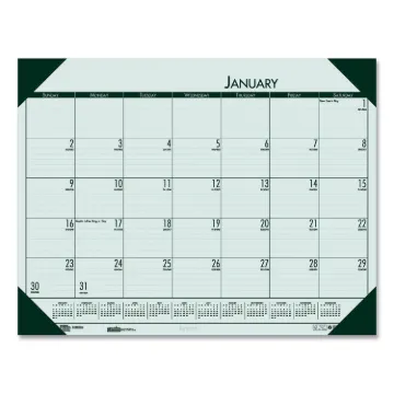 Recycled EcoTones Woodland Green Monthly Desk Pad Calendar, 22 x 17, 2021