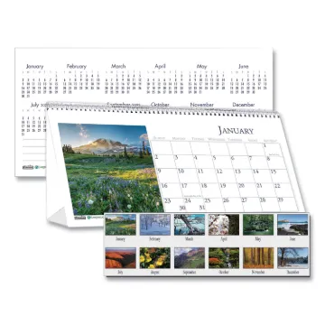 Recycled Scenic Photos Desk Tent Monthly Calendar, 8.5 x 4.5, 2021