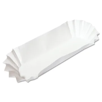 Fluted Hot Dog Trays, 6 x 2 x 2, White, 500/Sleeve, 6 Sleeves/Carton