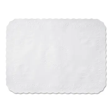 Anniversary Embossed Scalloped Edge Tray Mat, 14 x 19, White, 1,000/Carton