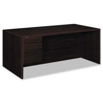 10500 Series "L" Workstation Single Pedestal Desk with 3/4 Height Pedestal, 72" x 36" x 29.5", Mahog