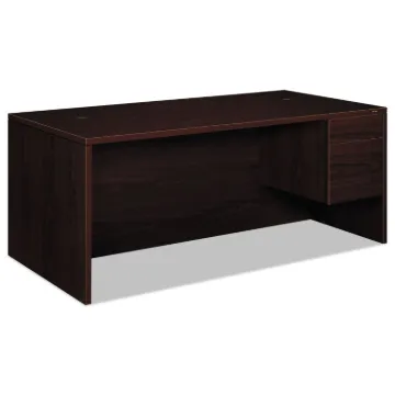10500 Series "L" Workstation Right Pedestal Desk with 3/4 Height Pedestal, 72" x 36" x 29.5", Mahoga