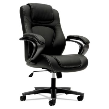 HVL402 Series Executive High-Back Chair, Supports up to 250 lbs., Black Seat/Black Back, Iron Gray B