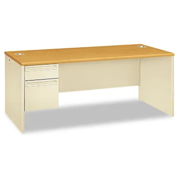 38000 Series Left Pedestal Desk, 72" x 36" x 29.5", Harvest/Putty