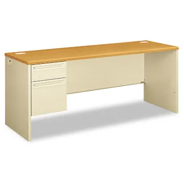 38000 Series Left Pedestal Credenza, 72w x 24d x 29.5h, Harvest/Putty