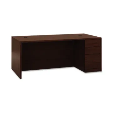 10500 Series "L" Workstation Right Pedestal Desk with Full-Height Pedestal, 72" x 36" x 29.5", Mahog