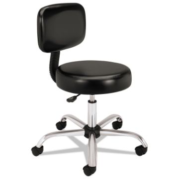 Adjustable Task/Lab Stool with Back, 22" Seat Height, Supports up to 250 lbs., Black Seat/Black Back