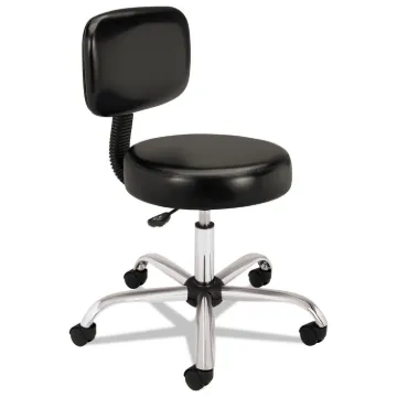 Adjustable Task/Lab Stool with Back, 22" Seat Height, Supports up to 250 lbs., Black Seat/Black Back