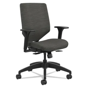 Solve Series Upholstered Back Task Chair, Supports up to 300 lbs., Ink Seat/Ink Back, Black Base