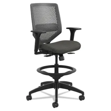 Solve Series ReActiv Back Task Stool, 33" Seat Height, Supports up to 300 lbs., Ink Seat/Charcoal Ba