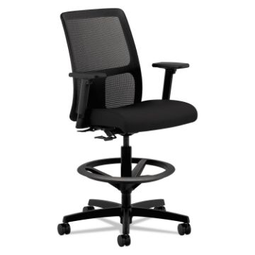 Ignition Series Mesh Low-Back Task Stool, 33" Seat Height, Supports up to 300 lbs., Black Seat/Black