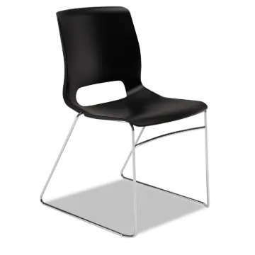 Motivate High-Density Stacking Chair, Onyx Seat/Black Back, Chrome Base, 4/Carton