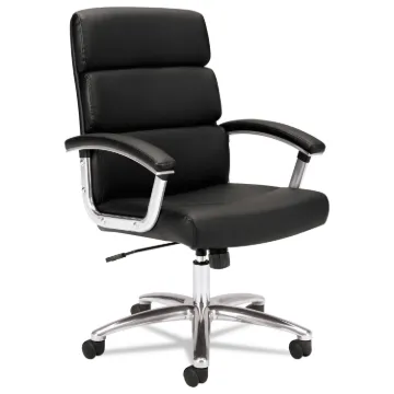 Traction High-Back Executive Chair, Supports up to 250 lbs., Black Seat/Black Back, Polished Aluminu