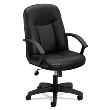 HVL601 Series Executive High-Back Leather Chair, Supports up to 250 lbs., Black Seat/Black Back, Bla