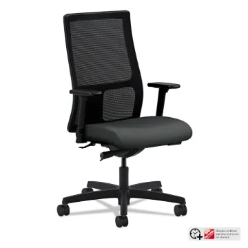 Ignition Series Mesh Mid-Back Work Chair, Supports up to 300 lbs., Iron Ore Seat/Black Back, Black B