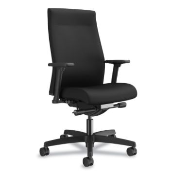 Ignition 2.0 Upholstered Mid-Back Task Chair With Lumbar, Supports up to 300 lbs., Black Seat, Black