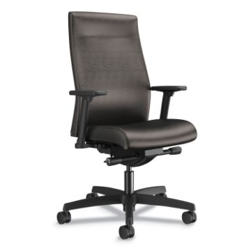 Ignition 2.0 Upholstered Mid-Back Task Chair With Lumbar, Supports up to 300 lbs., Vinyl, Black Seat