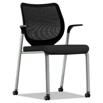 Nucleus Series Multipurpose Stacking Chair with ilira-Stretch M4 Back, Black Seat/Black Back, Platin