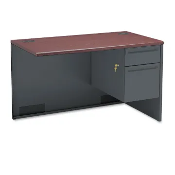 38000 Series Flush Return, Right, 48w x 24d x 29-1/2h, Mahogany/Charcoal