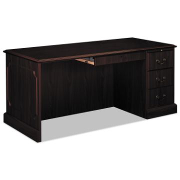 94000 Series "L" Workstation Desk for Return on Left, 66" x 30" x 29.5", Mahogany