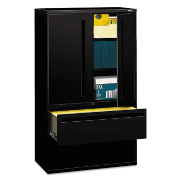 700 Series Lateral File with Storage Cabinet, 42w x 18d x 64.25h, Black