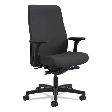 Endorse Upholstered Mid-Back Work Chair, Supports up to 300 lbs., Black Seat/Black Back, Black Base