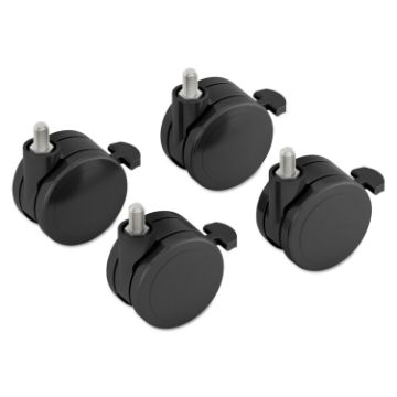 Height-Adjustable Base Caster Add-On Kit, Black, 4/Pack
