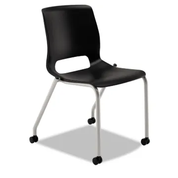 Motivate Four-Leg Stacking Chair, Onyx Seat/Black Back, Platinum Base, 2/Carton