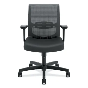 Convergence Mid-Back Task Chair with Swivel-Tilt Control, Supports up to 275 lbs, Vinyl, Black Seat/