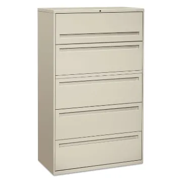 700 Series Five-Drawer Lateral File with Roll-Out Shelves, 42w x 18d x 64.25h, Light Gray