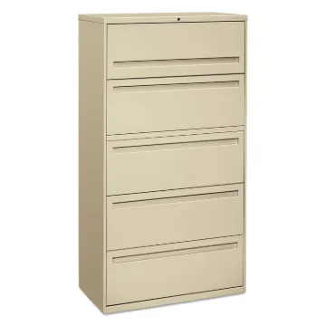 700 Series Five-Drawer Lateral File w/Roll-Out Shelf, 36w x 18d x 64 1/4h, Putty