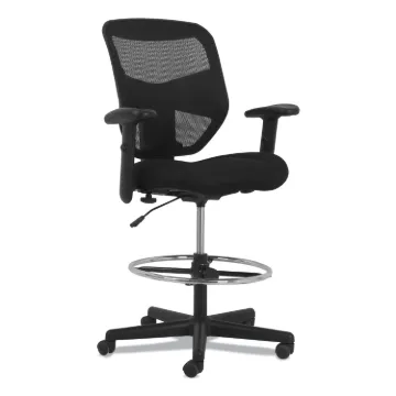 Prominent High-Back Task Stool, 28.1`` Seat Height, Supports up to 250 lbs., Black Seat, Black Back,