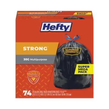 Ultra Strong Tall Kitchen and Trash Bags, 30 gal, 1.1 mil, 30" x 33", Black, 74/Box