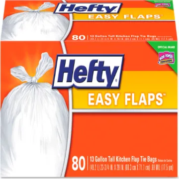 Easy Flaps Trash Bags, 13 gal, 0.69 mil, 23.75" x 28", White, 480/Carton
