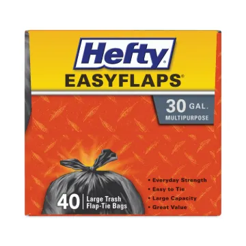 Easy Flaps Trash Bags, 30gal, Black, 40/Box