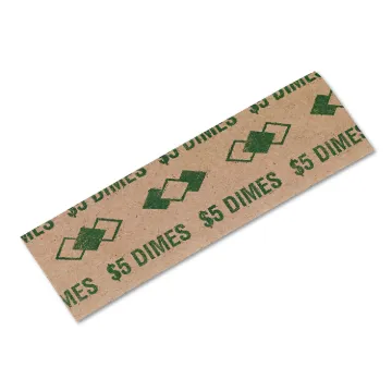 Tubular Coin Wrappers, Dimes, $5, Pop-Open Wrappers, 1000/Pack