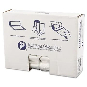 High-Density Interleaved Commercial Can Liners, 30 gal, 10 microns, 30" x 37", Clear, 500/Carton