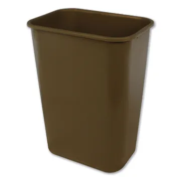 Soft-Sided Wastebasket, Rectangular, Polyethylene, 41 qt, Beige