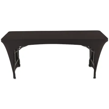 Stretch-Fabric Table Cover, Polyester/Spandex, 30" x 72", Black