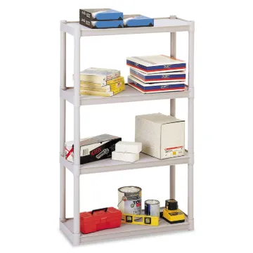 Rough N Ready Four-Shelf Open Storage System, Resin, 32w x 13d x 54h, Platinum