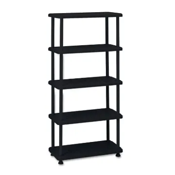 Rough N Ready Five-Shelf Open Storage System, Resin, 36w x 18d x 74h, Black