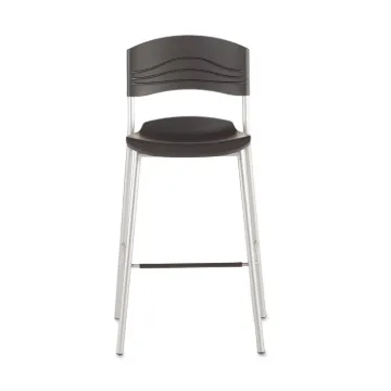 CafWorks Bistro Stool, Graphite Seat/Graphite Back, Silver Base