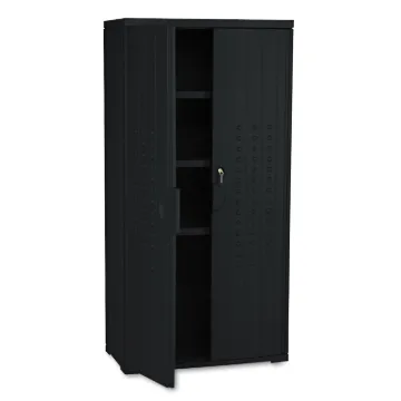 OfficeWorks Resin Storage Cabinet, 33w x 18d x 66h, Black