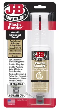 J-B Weld 50133 Plasticbonder Structural Adhesive Syringe - Dries Tan - 25 Ml, 6/Pack