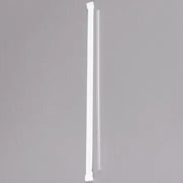 12" Wrapped Jumbo Clear Straw (4 Box/500)