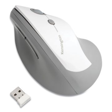 Pro Fit Ergo Vertical Wireless Mouse, 2.4 GHz Frequency/65.62 ft Wireless Range, Right Hand Use, Gra