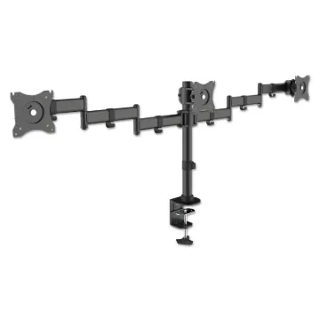 Articulating Triple Monitor Arms, For 13" to 27" Monitors, 360 deg Rotation, 45 deg Tilt, 180 deg